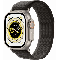 Apple Watch Ultra, 49 мм, корпус из титана, ремешок Trail черного/серого цвета, размер S/M