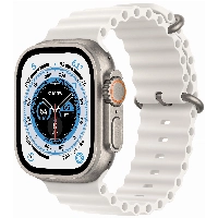 Apple Watch Ultra, 49 мм, корпус из титана, ремешок Ocean белого цвета