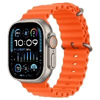 Apple Watch Ultra 2, 49 мм, корпус из титана, ремешок Ocean оранжевого цвета