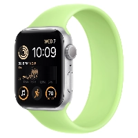 Apple Watch SE 44 мм Silver Aluminium Case with Solo Loop, зеленый