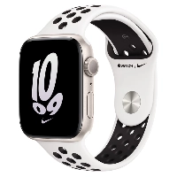 Apple Watch SE 44 мм Starlight Aluminium Case with NIKE Sport Band, черно-белый