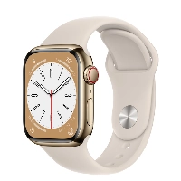 Apple Watch Series 8 41 мм Gold Stainless Steel with White Sport Band