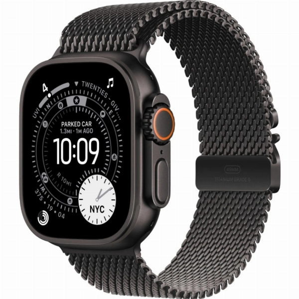Apple Watch Ultra 3 49 мм, Black Titanium Case with Black Milanese Loop M